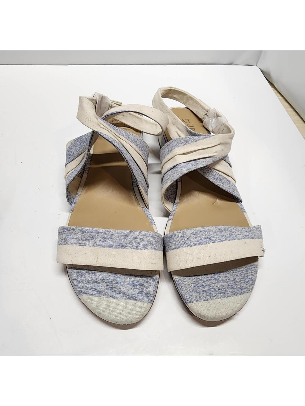 NEW Naturalizer Blue Cream Wrap Flat Sandals Comfort Size 10M